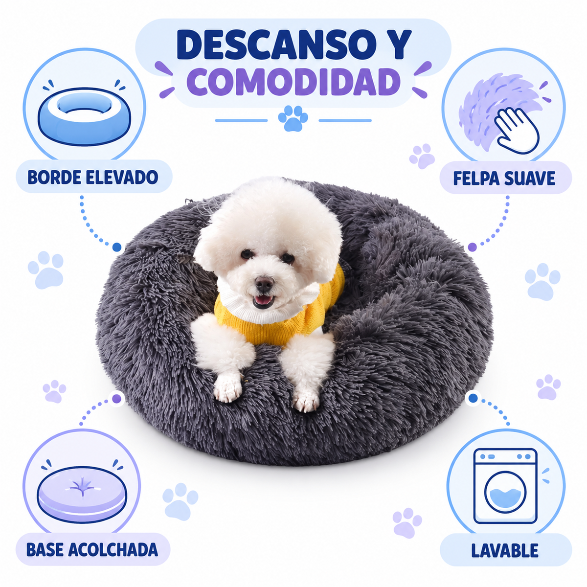 Cama Antiestrés Para Mascotas 60cm